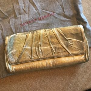 Gold Lauren Merkin “Caroline” Leather Clutch
